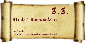 Biró Barnabás névjegykártya